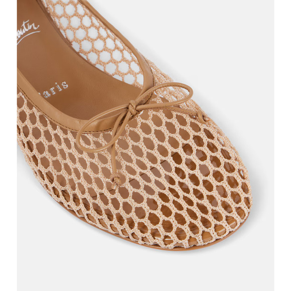 Christian Louboutin Sweetie Jane Mesh Flat Lionne Beige Nude Ballet Ballerina 39 - Picture 7 of 16
